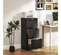 Filing Cabinet, File Cabinet with 3 Lockable Drawers and Hanging Rails
