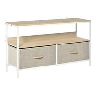 Homcom Cabinet, Tv Console Unit W/ Foldable Linen Drawers, Tv Stand For Living Room In Light Grey Light Grey
