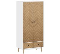 HOMCOM Cabinet Wood-Effect Sticker Surface with 2 Storage Shelves, White
