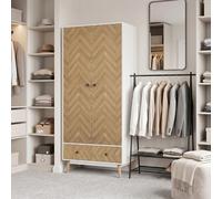 HOMCOM Cabinet Wood-Effect Sticker Surface with 2 Storage Shelves, White