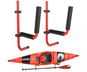HOMCOM Canoe/Kayak Aluminum Wall Mount Hangers-Red Aosom UK