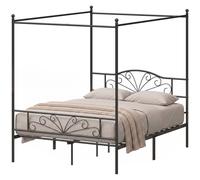 HOMCOM Canopy Bed Frame Double Size, Metal Platform Bed Frame, Black HOMCOM Black Double