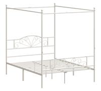 HOMCOM Canopy Bed Frame King Size, Metal Platform Bed Frame, White