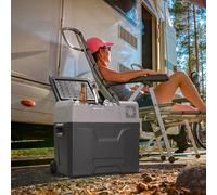 HOMCOM Car Refrigerator, Portable 12/24V 50L Fridge Freezer, Down To -20, Grey