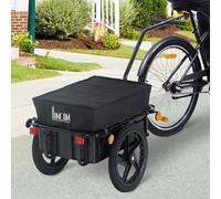 HOMCOM Bicycle Trailer Cargo Jogger Luggage Storage Stroller with Towing Bar - Black
