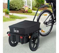 HOMCOM Bicycle Trailer Cargo Jogger Luggage Storage Stroller with Towing Bar - Black