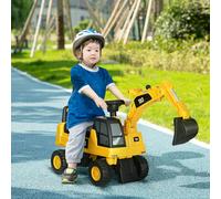 HOMCOM CAT Licensed Kids Ride on Digger Toddler Pretend Construction Play Toy Foot-To-Floor Ride-On Toy w/Manual Shovel, Horn, Hidden Storage, for Ages 1-3 Years