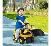 HOMCOM CAT Licensed Kids Construction Ride-On Toddler Digger Excavator Foot-To-Floor Ride-On Toy w/Manual Shovel, Horn, Hidden Storage, for Ages 1.5-3 Years