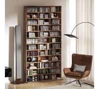 HOMCOM DVD CD Media Storage Rack, Video Display Unit, Oak Tone - Rustic Brown