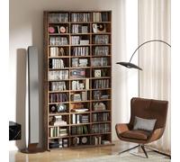 HOMCOM DVD CD Media Storage Rack, Video Display Unit, Oak Tone - Rustic Brown