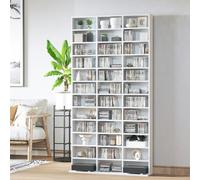 HomCom Media Storage Bookcase 1116CD/528DVD Wooden Frame Display Shelving Unit White