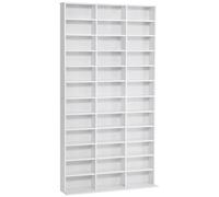 HOMCOM CD DVD Media Storage Shelves Display Shelf Racks Wooden Frame White