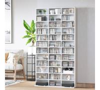 HomCom Media Storage Bookcase 1116CD/528DVD Wooden Frame Display Shelving Unit White