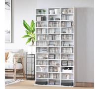 HOMCOM CD DVD Media Storage Shelves Display Shelf Racks Wooden Frame White