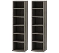 HOMCOM CD Media Display Shelf Unit Tower Rack with Adjustable Shelves, Set of 2 Aosom UK