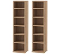 HOMCOM CD Media Display Shelf Unit Tower Rack with Adjustable Shelves, Set of 2 Aosom UK