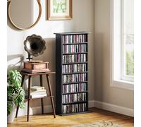 HOMCOM CD Storage Unit DVD Tower Blu-ray Storage Shelf for Office, Natural - Black - 58W x 24D x 126.3H cm