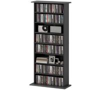 Portland 8 Shelf Black Media Storage Unit - Size: 126.3 x 24 x 58cm - Wilko