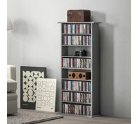 HOMCOM CD Storage Unit DVD Tower Blu-ray Storage Shelf for Living Room Grey, Grey