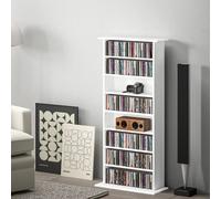 HOMCOM CD Storage Unit DVD Tower Blu-ray Storage Shelf for Living Room White, White