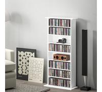 HOMCOM CD Storage Unit DVD Tower Blu-ray Storage Shelf for Living Room White, White