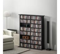 HOMCOM CD Storage Unit DVD Tower Blu-ray Storage Shelf for Office, Black, Black