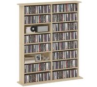 Homcom Cd Storage Unit Dvd Tower Blu-Ray Storage Shelf For Office In Natural Natural
