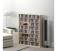 Homcom Cd Storage Unit Dvd Tower Blu-Ray Storage Shelf For Office In Natural Natural