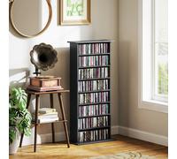 HOMCOM CD Storage Unit DVD Tower Blu-ray Storage Shelf for Office, Natural - Black - 58W x 24D x 126.3H cm