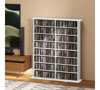 HOMCOM CD Storage Unit DVD Tower Blu-ray Storage Shelf for Office, Natural - White - 106.5W x 24D x 126.3H cm