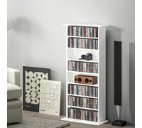 HOMCOM CD Storage Unit DVD Tower Blu-ray Storage Shelf for Office, Natural - White - 58W x 24D x 126.3H cm