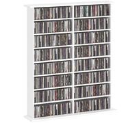 HOMCOM CD Storage Unit DVD Tower Blu-ray Storage Shelf for Office, White