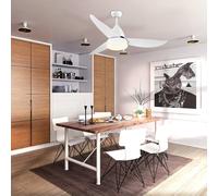 HOMCOM Reversible Ceiling Fan with Light, 3 Blades Indoor Modern Mount White LED Lighting Fan with Remote Controller, for Bedroom, Living Room, White