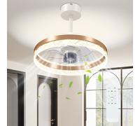 HOMCOM Ceiling Fan Light With 3 Colour - Timer - Reversible - Remote - Gold | TJ Hughes