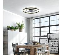 HOMCOM Ceiling Fans with Lights and Remote & App Control, 50 cm Modern LED Ceiling Fan Light with 3 Colour Temperatures, 6 Speed, Dimmable, Timer Quiet Reversible DC Motor, for Bedroom, Black