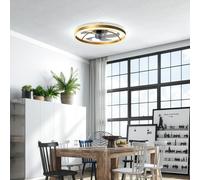 HOMCOM Ceiling Fans with Lights and Remote & App Control, 50 cm Modern LED Ceiling Fan Light with 3 Colour Temperatures, 6 Speed, Dimmable, Timer Quiet Reversible DC Motor, for Bedroom, Gold Tone