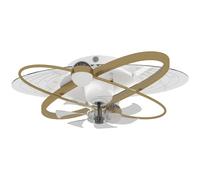 HOMCOM Ceiling Fan with Light and Remote, 3 Colour Temperatures, LED Mount Ceiling Fan Light for Bedroom, Gold Tone