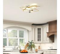 HOMCOM Ceiling Fans with Lights and Remote & App Control, 62 cm Modern LED Ceiling Fan Light with 3 Colour Temperatures, 6 Speed, Timer, Dimmable, Quiet Reversible DC Motor, for Bedroom, Gold Tone