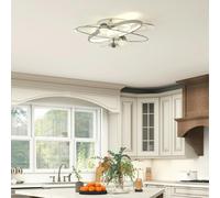 HOMCOM Ceiling Fans with Lights and Remote & App Control, 62 cm Modern LED Ceiling Fan Light with 3 Colour Temperatures, 6 Speed, Timer, Dimmable, Quiet Reversible DC Motor, for Bedroom, Silver Tone