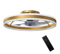 HOMCOM Ceiling Fan with Light and Remote, LED Mount Ceiling Fan with 3 Colour Temperatures, 6 Speed, 50 cm, Gold Tone