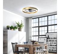 HOMCOM Ceiling Fan with Light & Remote, 3 Colour Temperatures, 50cm in Gold HOMCOM Gold