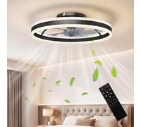 HOMCOM Ceiling Fans with Lights and Remote & App Control, 50 cm Modern LED Ceiling Fan Light with 3 Colour Temperatures, 6 Speed, Dimmable, Timer Quiet Reversible DC Motor, for Bedroom, Black