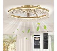HOMCOM Ceiling Fans with Lights and Remote & App Control, 50 cm Modern LED Ceiling Fan Light with 3 Colour Temperatures, 6 Speed, Timer, Dimmable, Quiet Reversible DC Motor, for Bedroom, Study, Gold
