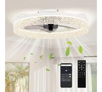 (White) HOMCOM Ceiling Fans with Lights and Remote & App Control for Bedroom