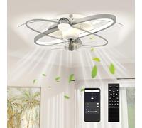 HOMCOM Ceiling Fans with Lights and Remote & App Control, 62 cm Modern LED Ceiling Fan Light with 3 Colour Temperatures, 6 Speed, Timer, Dimmable, Quiet Reversible DC Motor, for Bedroom, Silver Tone
