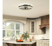 HOMCOM Ceiling Fans with Lights and Remote & App Control for Bedroom - Black - 50 x 50 x 14 cm - 1