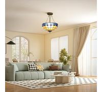 Homcom Ceiling Light, Vintage Tiffany Style Chandelier With 3 E27 Sockets
