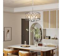 Homcom Ceiling Light With Adjustable Height, Modern Crystal Chandelier In Silver Silver