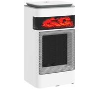 HOMCOM Ceramic Electric Heater, 1500W Fan Space Heater with 3 Modes, 24H Timer, Adjustable Thermostat, Flame Effect, 50° Oscillation, Overheat Protection for Bedroom, Home Office, White