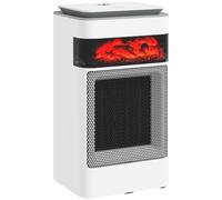 HOMCOM Ceramic Electric Heater 1500W Fan Space Heater with 3 Modes White | 24H Timer, Adjustable Thermostat, Flame Effect, 50° Oscillation, Overheat Protection, Bedroom, Home Office